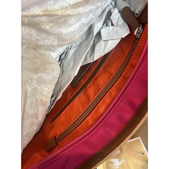 Michael Kors Kempton Raspberry Pink MD Pocket Tote Bag Nylon Medium NEW - Picture 9 of 14